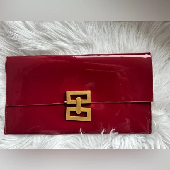 Elegant Burgundy Clutch with Gold Accent - Picture 2 of 5